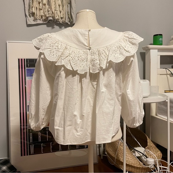 Zara balloon sleeve eyelet blouse - Picture 2 of 2